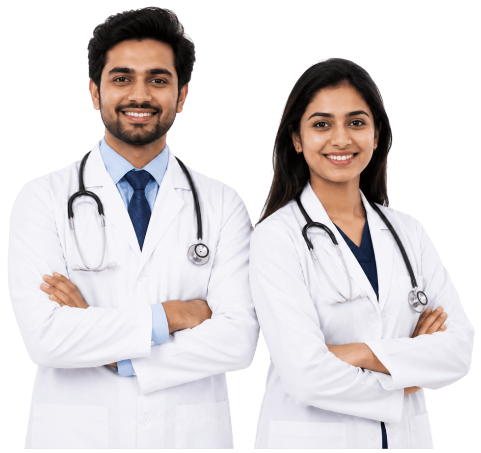 Professional medical consultant doctor smiling
